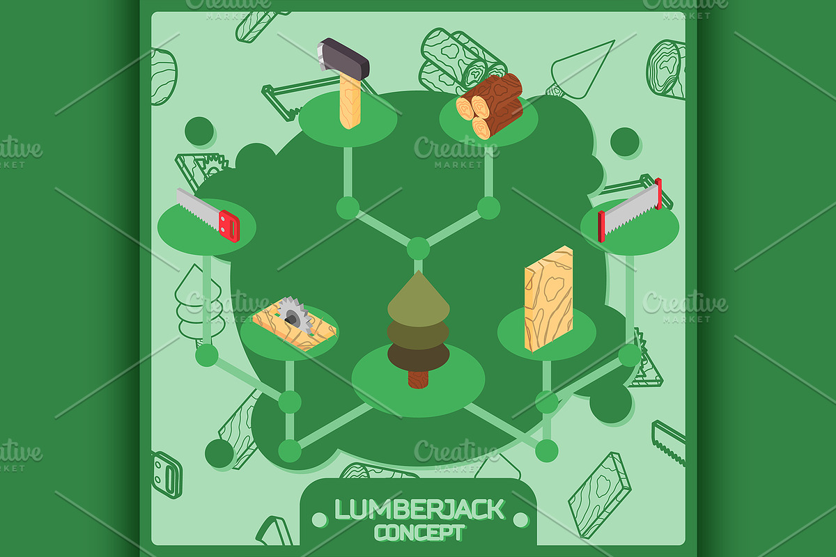 Lumberjack color concept icons in Illustrations - product preview 8