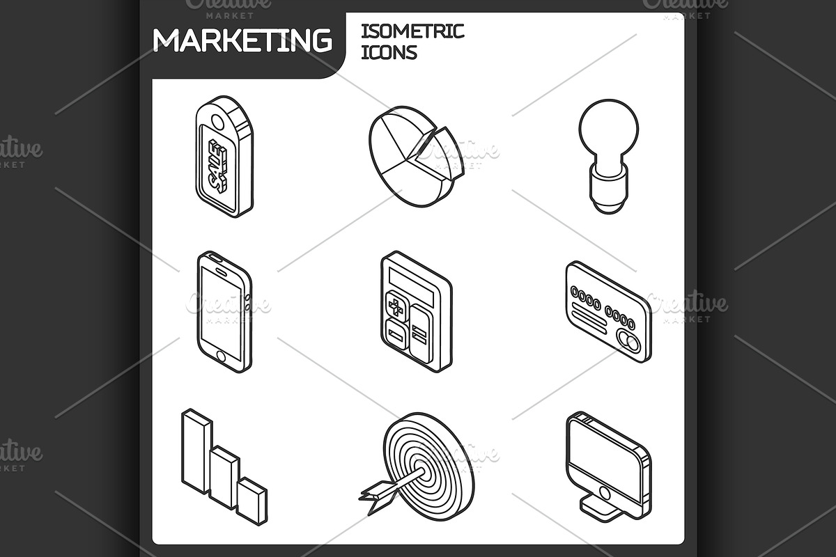 Marketing outline isometric icons in Illustrations - product preview 8