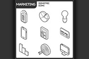Marketing outline isometric icons