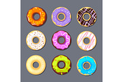 donut icon big set isolate