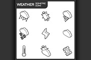 Weather outline isometric icons