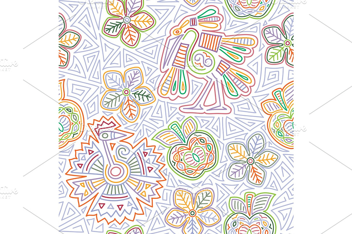 vector Mexican embroidery seamless pattern in Textures - product preview 8