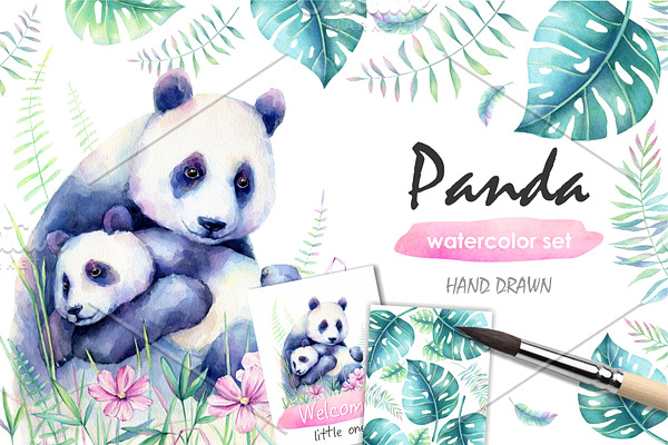 Panda Watercolor set
