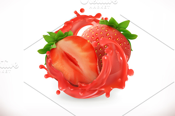 Strawberry juice. 3d vector in Illustrations - product preview 1