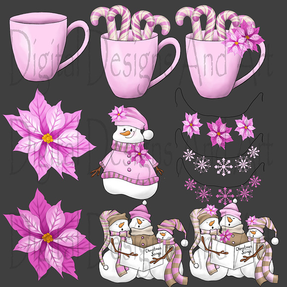 Pink snowman in Illustrations - product preview 4