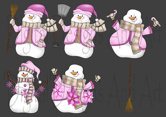 Pink snowman in Illustrations - product preview 6