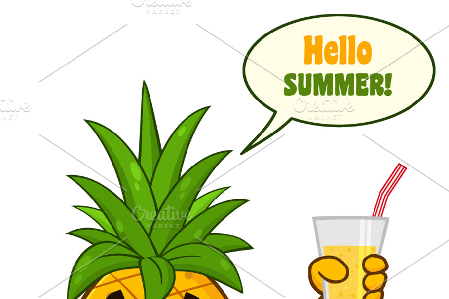 Pineapple Fruit With Sunglasses  in Illustrations - product preview 8