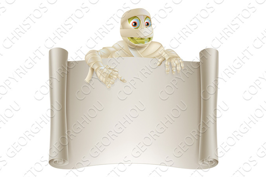 Mummy Halloween Banner Scroll in Textures - product preview 8