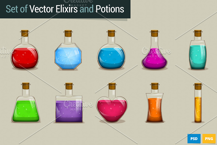 Set of Vector Potions and Elixirs