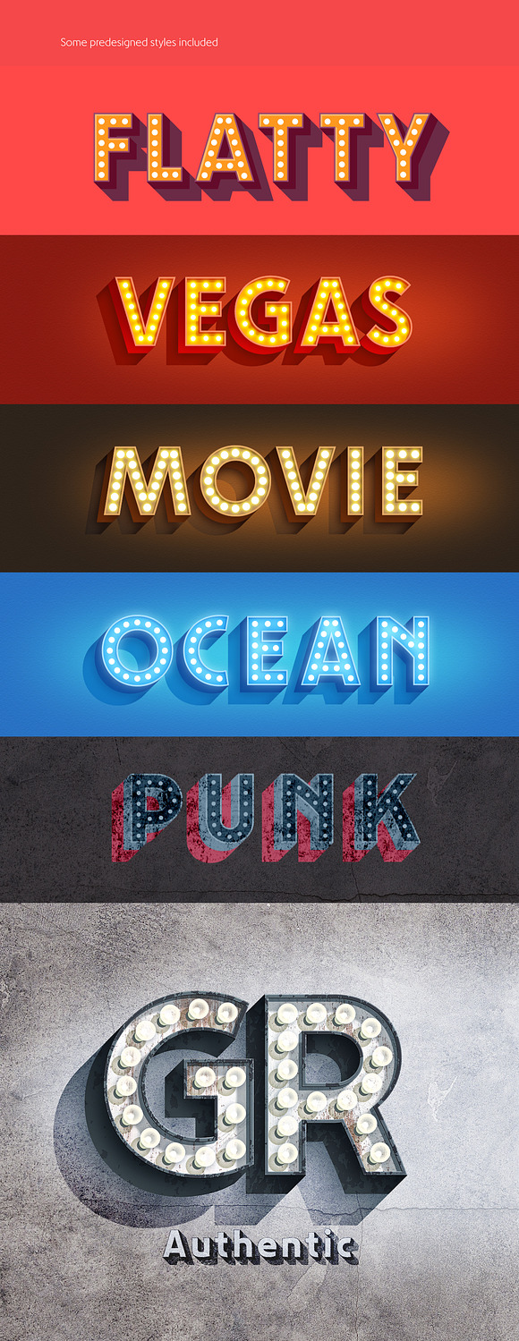 Layered font set 3D Bulb lamp in Circus Fonts - product preview 9