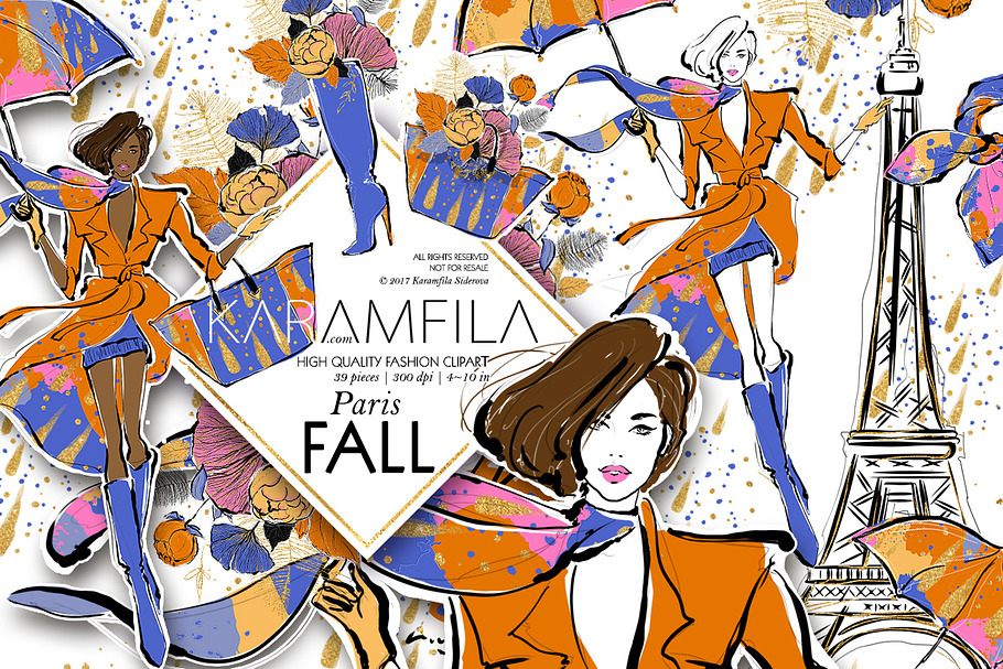 Paris Fall Fashion Clipart in Illustrations - product preview 8
