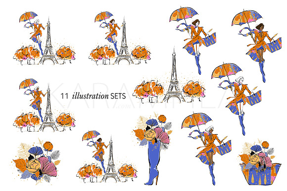 Paris Fall Fashion Clipart in Illustrations - product preview 2