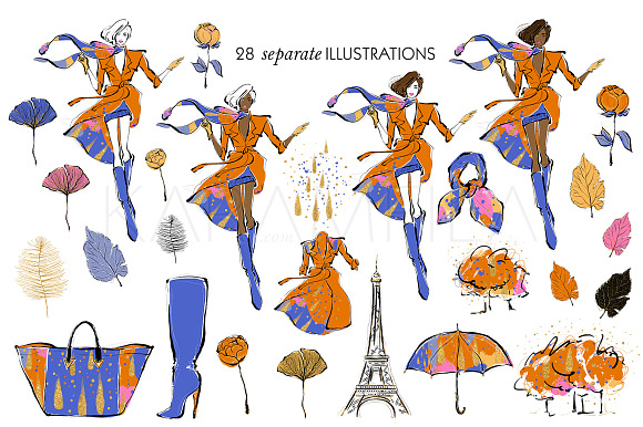 Paris Fall Fashion Clipart in Illustrations - product preview 5