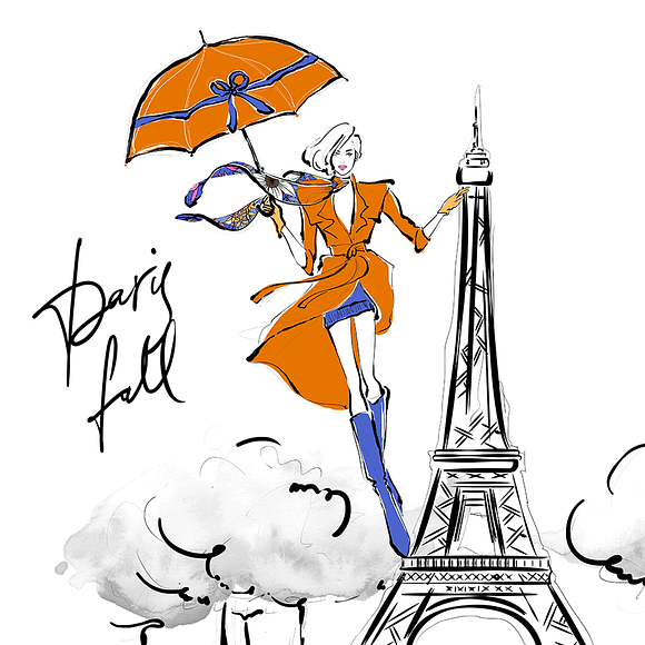 Paris Fall Fashion Clipart in Illustrations - product preview 9