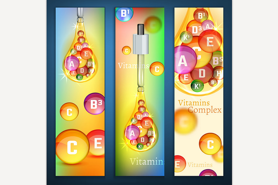 Vitamins Vertical Banners in Illustrations - product preview 8