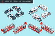 Isometric emergency service cars