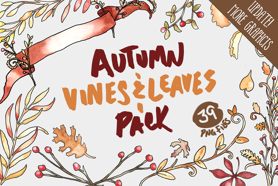 Autumn Vines & Leaves Watercolor