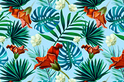 Tropical pattern. Jungle flowers