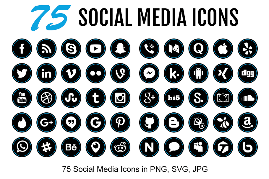 150 Social Media Icons - Thin Line