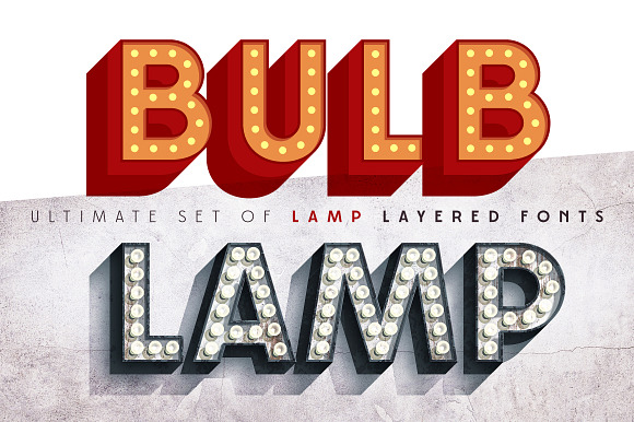 Layered font set 3D Bulb lamp in Circus Fonts - product preview 10