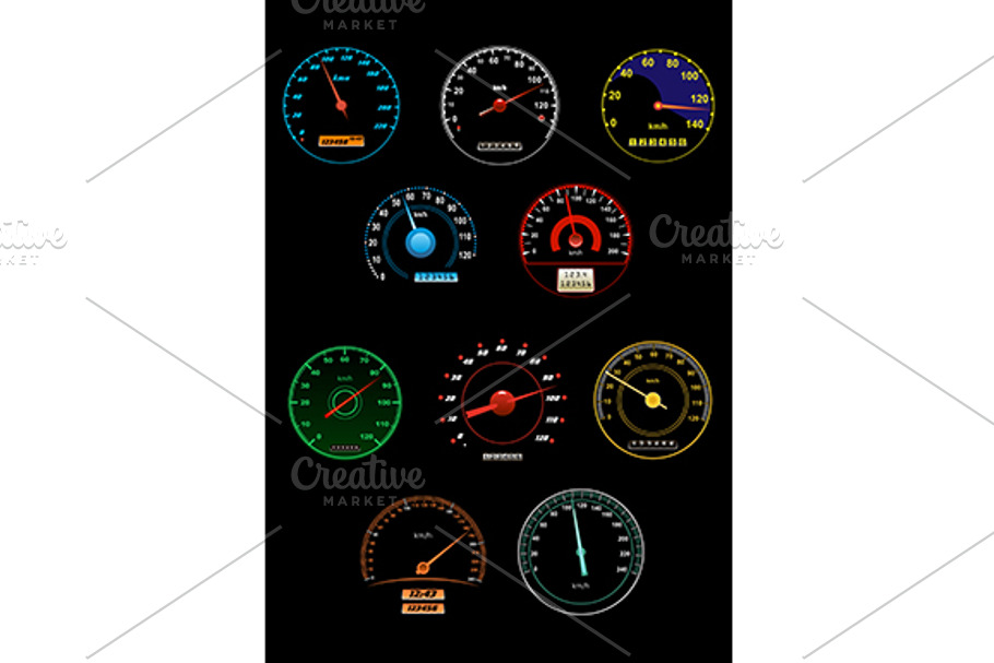 Speedometers and speed dials in Car Dashboard Icons - product preview 8