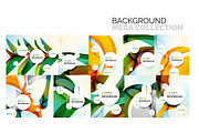 Set of abstract backgrounds, geometric color wavy shapes