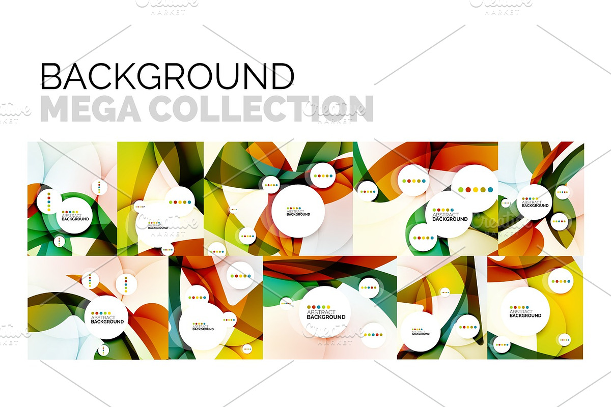 Set of abstract backgrounds, geometric color wavy shapes in Textures - product preview 8