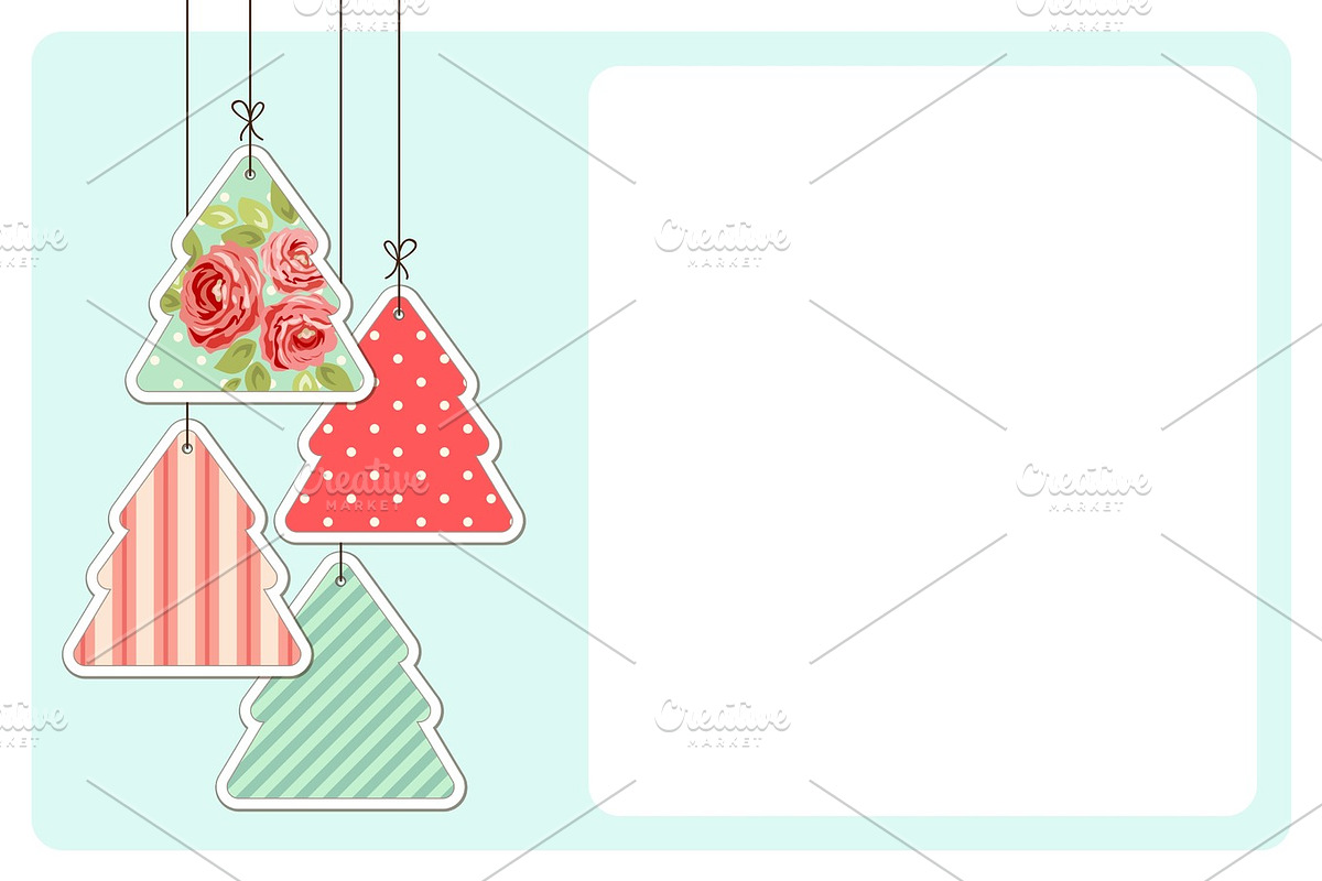 Cute vintage Christmas card in shabby chic style in Objects - product preview 8