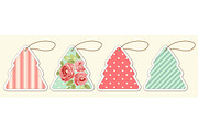 Set of cute vintage Christmas price tags in shabby chic style