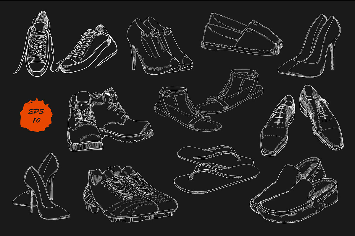 Set of drawing Shoes. Clip-art | Custom-Designed Graphic Objects