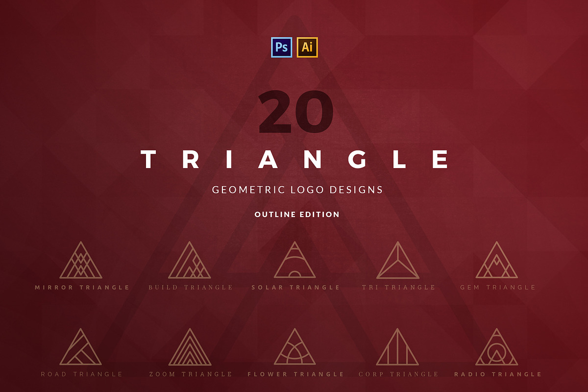 20 Triangle Logos - Outline edition in Logo Templates - product preview 8