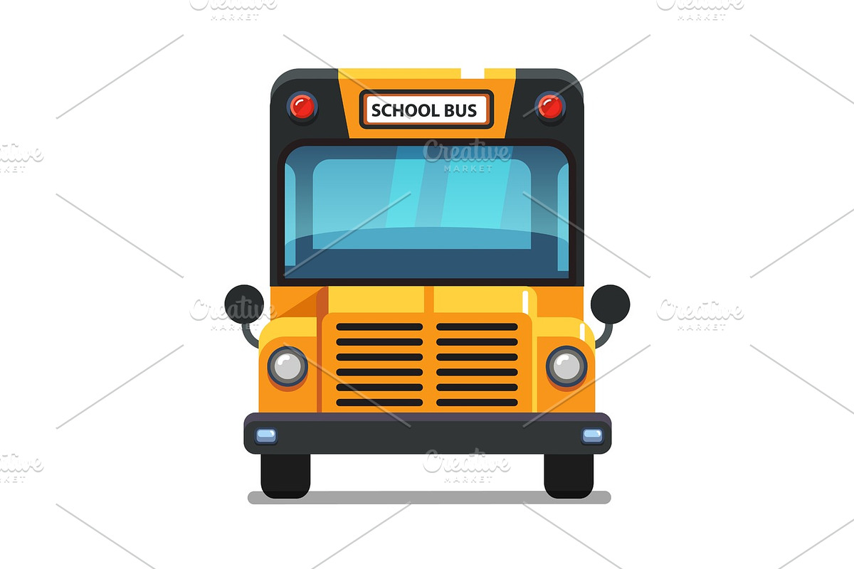 Yellow school bus front view in Illustrations - product preview 8