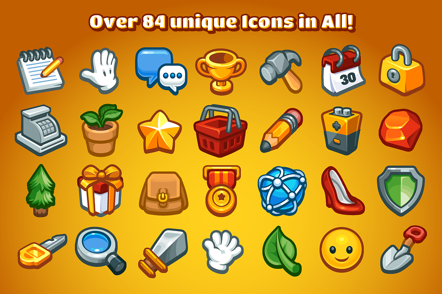 Casual Game Basic Icons Set