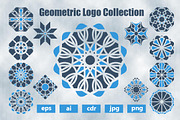 Blue logos templates set