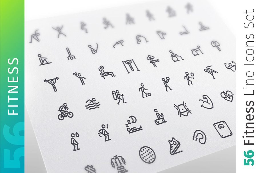 Fitness Line Icons Set in Health Icons - product preview 8
