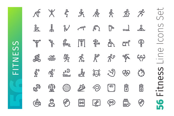 Fitness Line Icons Set in Health Icons - product preview 1