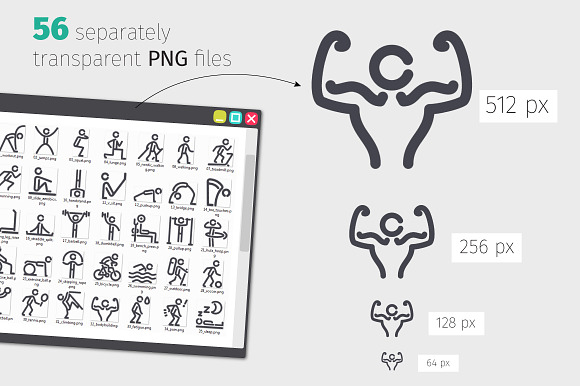 Fitness Line Icons Set in Health Icons - product preview 2