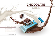 Vector chocolate bar milk mockup