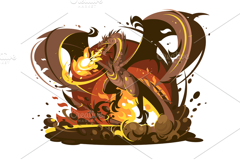 Fire breathing dragon character in Illustrations - product preview 8