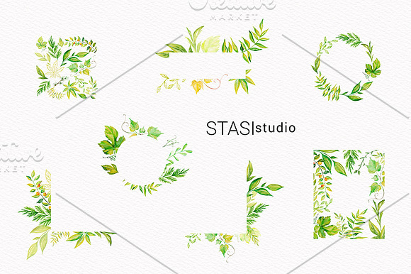 Watercolor Floral Frames Clipart in Illustrations - product preview 1