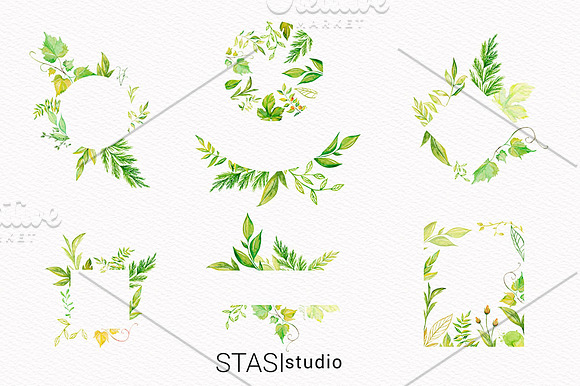 Watercolor Floral Frames Clipart in Illustrations - product preview 2