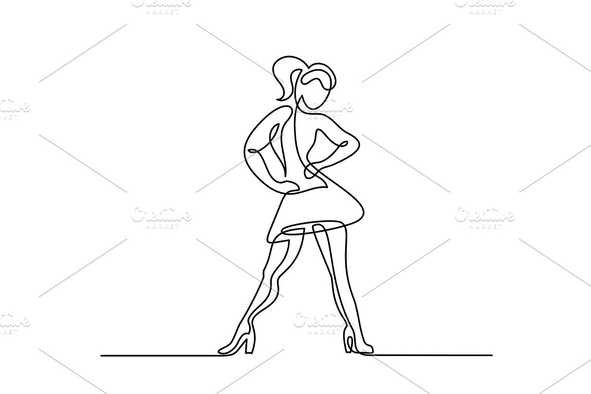 line drawing of dancing woman in Illustrations - product preview 8
