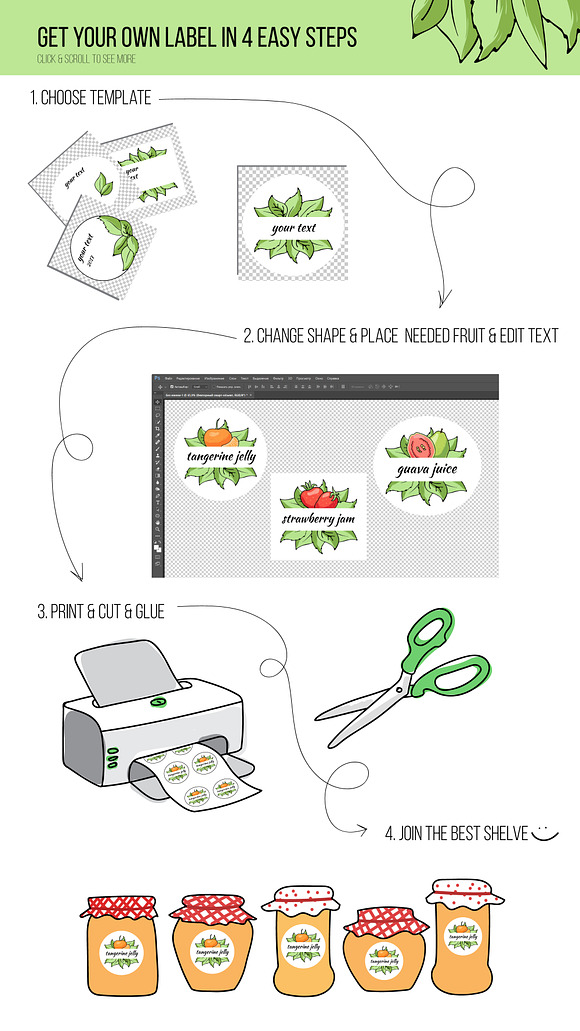 Fruit&berry clipart + label template in Illustrations - product preview 5