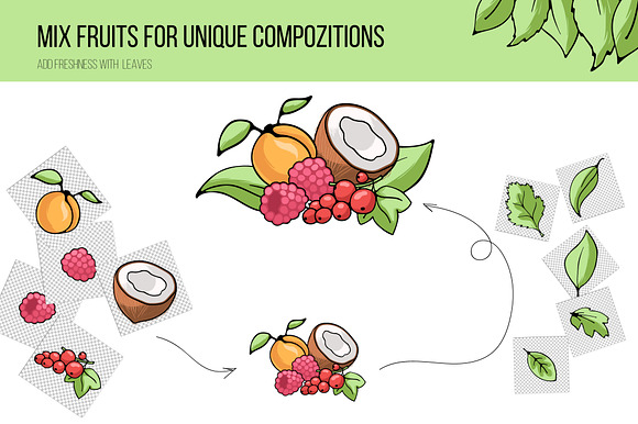 Fruit&berry clipart + label template in Illustrations - product preview 10