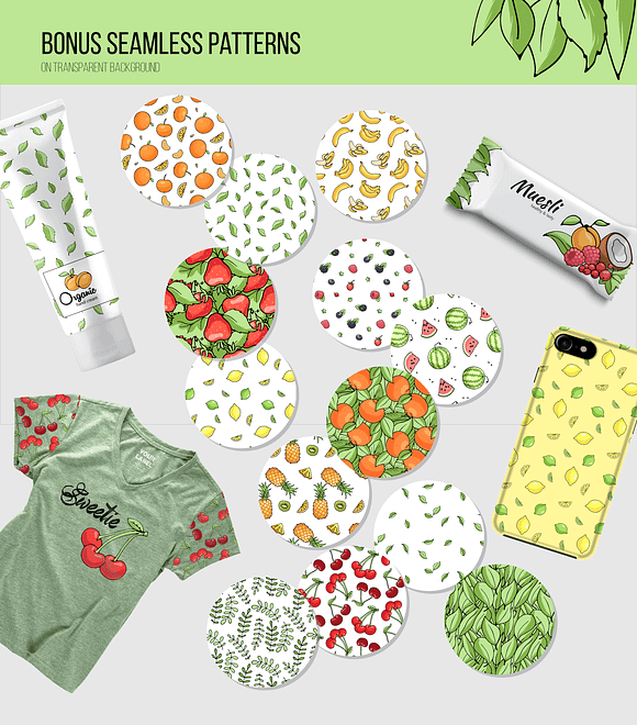 Fruit&berry clipart + label template in Illustrations - product preview 11