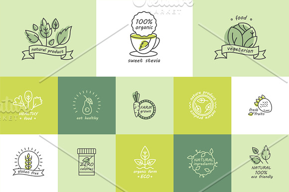 Organic, natural and vegan badges in Logo Templates - product preview 1