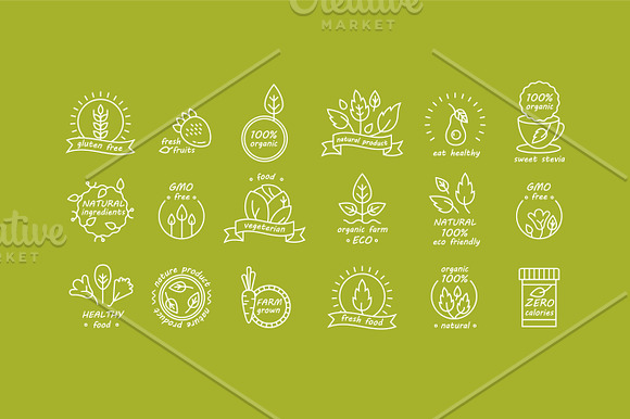 Organic, natural and vegan badges in Logo Templates - product preview 3