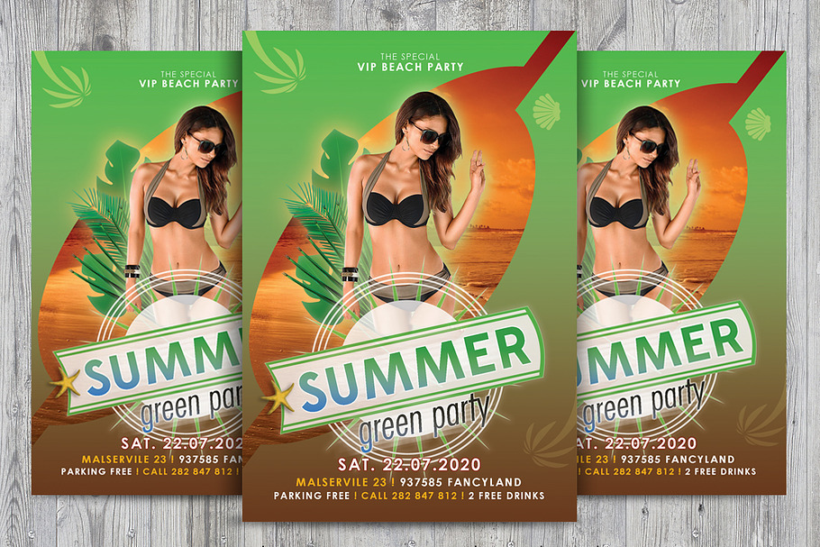 PSD party flyer green