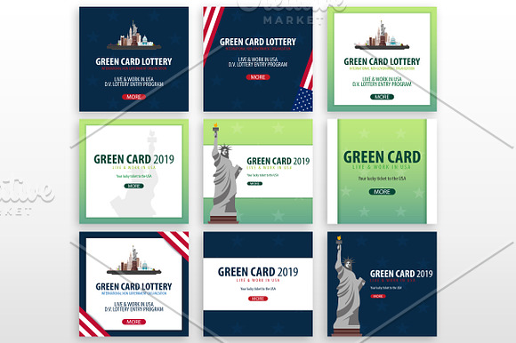 Green Card Lottery to USA in Social Media Templates - product preview 1