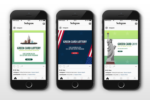 Green Card Lottery to USA in Social Media Templates - product preview 2